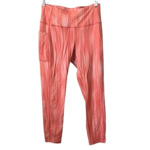 Icebreaker Merino Wool Base Layer High Rise Leggings Coral Stripe Womens Medium